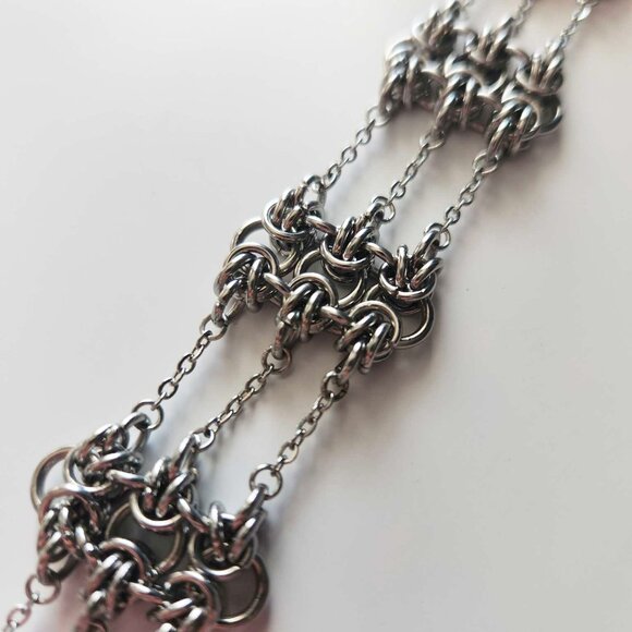 Vintage gothic chainmail silver barbed wire bracelet - Picture 7 of 8